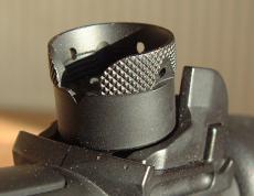 MP5 Rear sight showing the "V" shaped optic