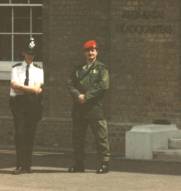 On duty with the MoD Police, Duke Of Yorks Barracks Re-Opening ceremony, 18th June 1995 (photo from Authors' personal collection, copyright 1995-2002, Roger Stenning)