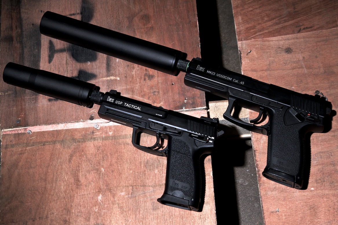 KWA USP Tactical and MK23 with Adapters and SIlencers