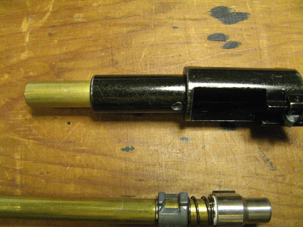 KJW MK1 Ruger NBB 13 Brass tube fitted to the breech block.