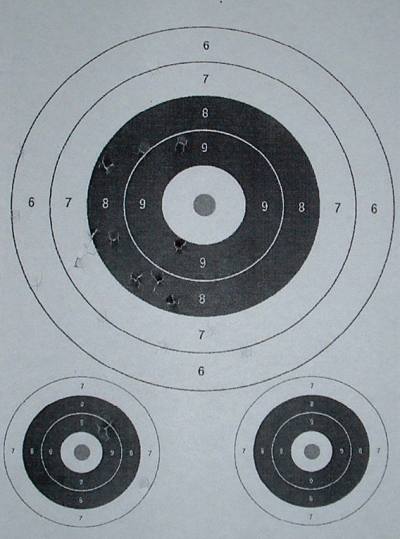 Shots all slightly left and range from top to bottom of A4 target.