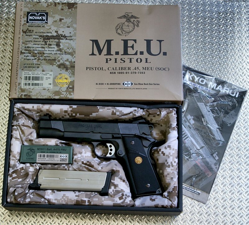Box features similar themes to TM's 1911A1
